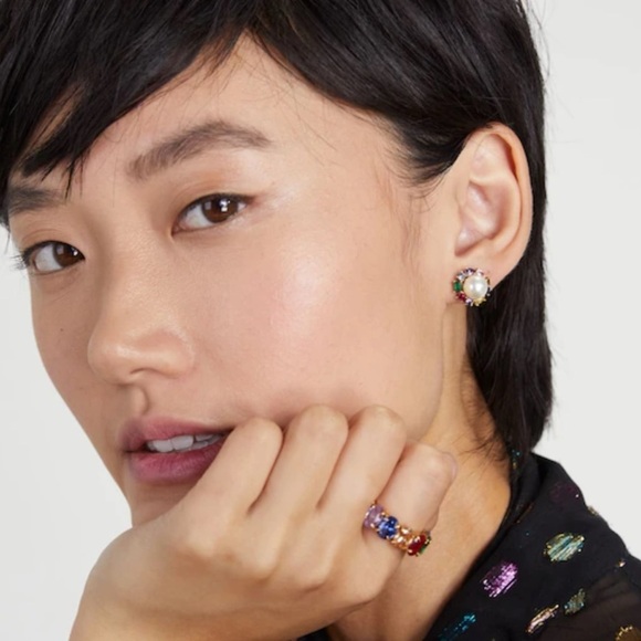 KATE SPADE • Candy Shop Pearl Rainbow  Halo Earrings - Picture 2 of 4